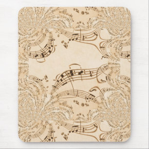 Rustic Antique Musical Notes Mouse Pad