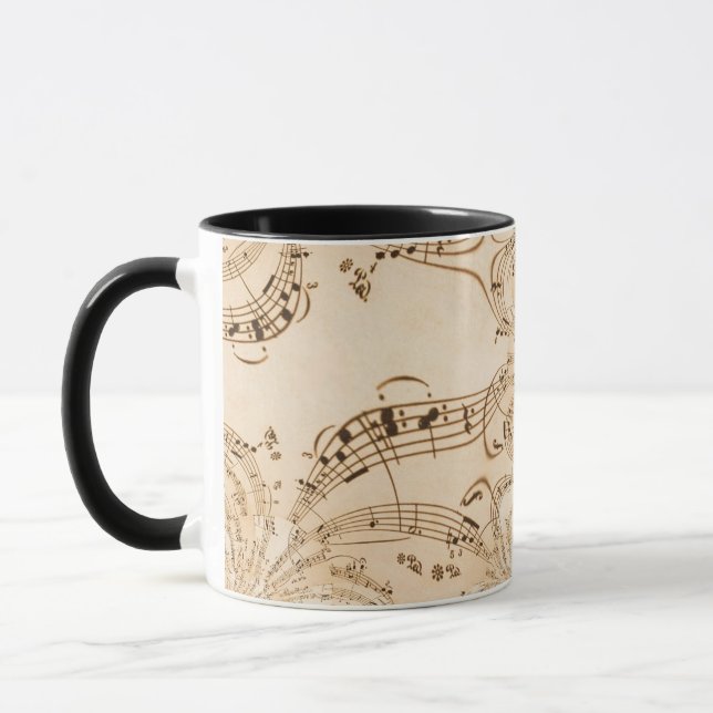Rustic Antique Musical Notes Mug (Left)