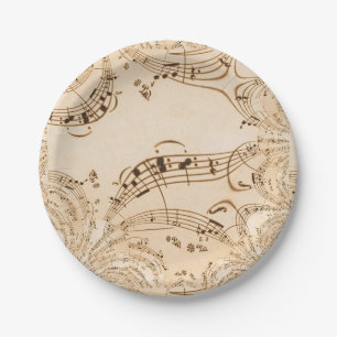 Rustic Antique Musical Notes Paper Plates