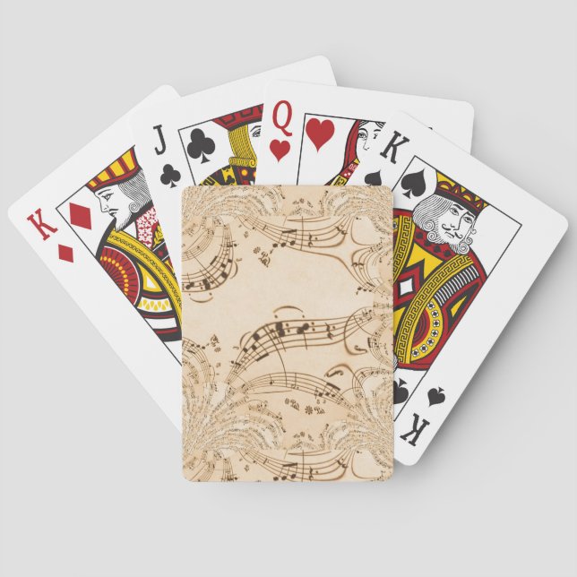 Rustic Antique Musical Notes Poker Cards (Back)