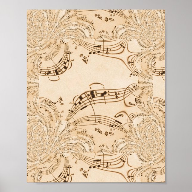 Rustic Antique Musical Notes Poster (Front)