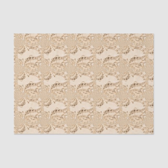 Rustic Antique Musical Notes Tissue Paper (Front)