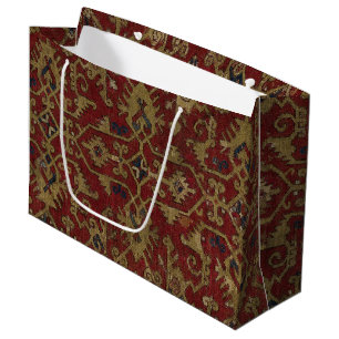 Rustic Antique Oriental Persian Red Pattern Large Gift Bag