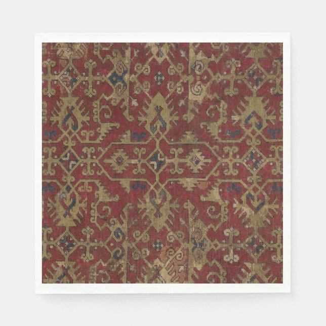 Rustic Antique Oriental Persian Red Pattern Napkins (Front)