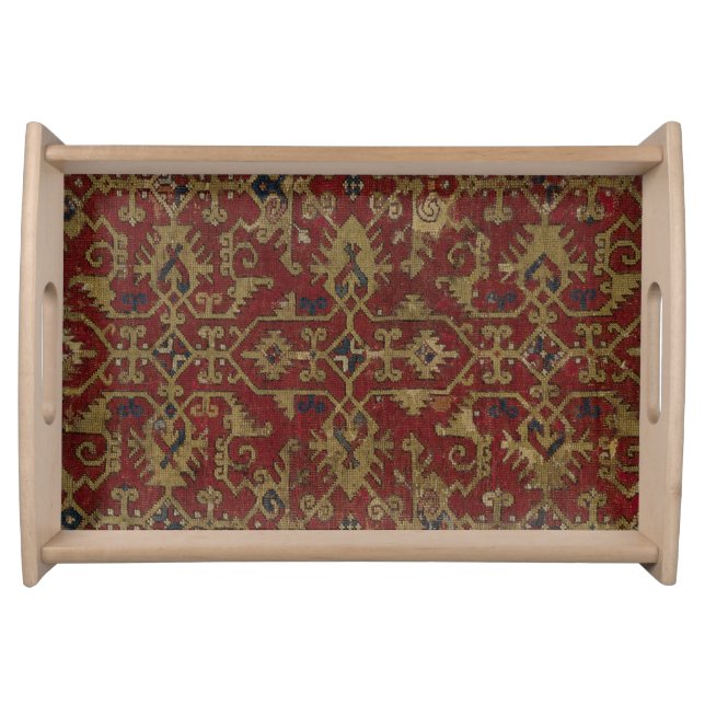 Rustic Antique Oriental Persian Red Pattern   Serving Tray (Front)