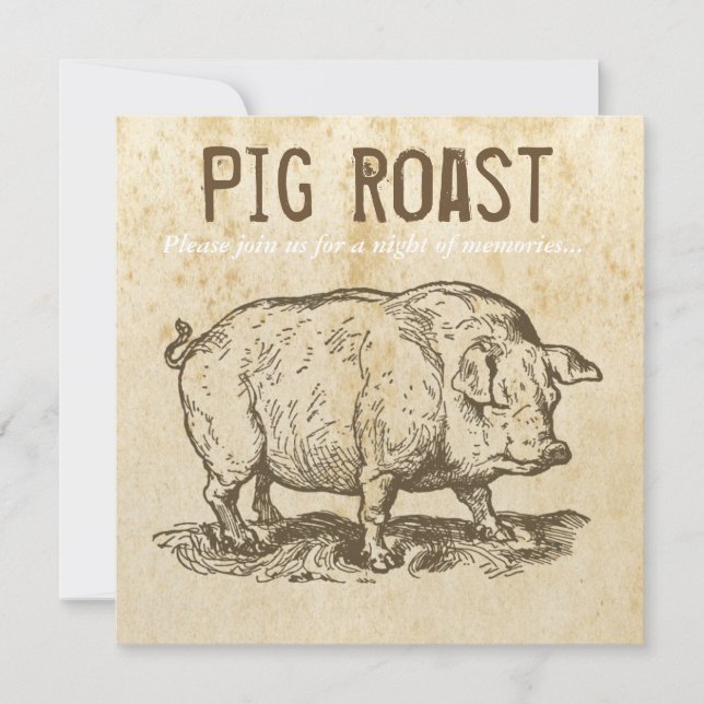 Rustic Antique Pig Roast Invitations (Front)