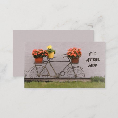 Rustic Antique Shop Vintage Country Floral Bicycle Business Card