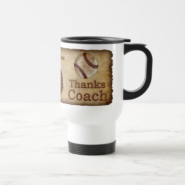 Rustic Antique Thanks Baseball Coach Gifts Mugs (Right)