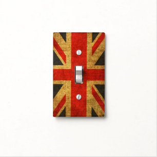 Rustic Antique Union Jack Flag Light Switch Cover
