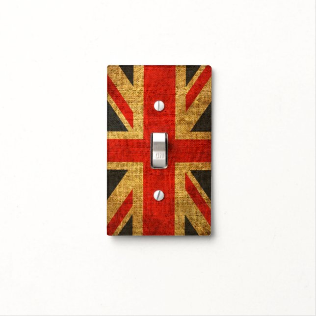 Rustic Antique Union Jack Flag Light Switch Cover (In Situ)
