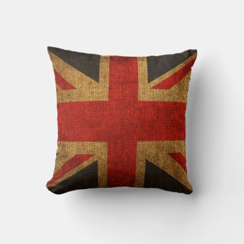 Rustic Antique Union Jack Pattern Throw Pillow