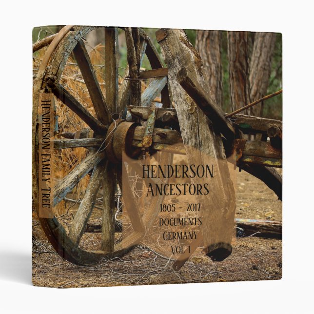 Rustic Antique Vintage Genealogy Binder (Front/Spine)