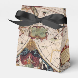 Rustic Antique Vintage Old World Map IV Favor Boxes