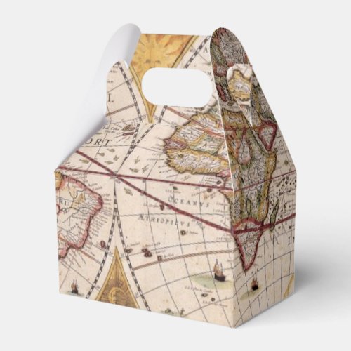 Rustic Antique Vintage Old World Map IV Favor Boxes