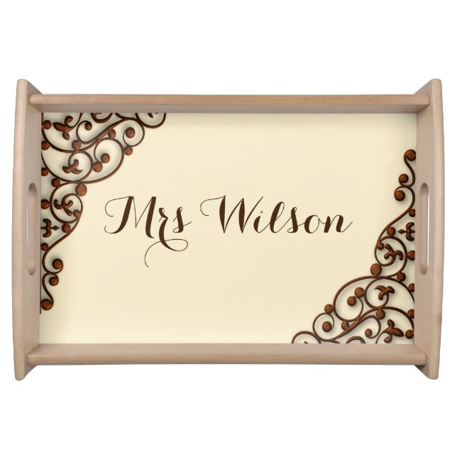 rustic antique vintage style personalized tray (Front)