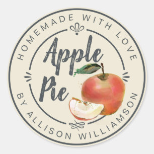 Rustic Antique White Homemade Apple Pie Classic Round Sticker