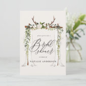 Rustic antler and foliage bridal shower invitation (Standing Front)