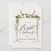 Rustic antler and foliage bridal shower invitation (Front)