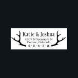 Rustic Antler Custom Return Address Stamp<br><div class="desc">Personalized rubber return address stamps for wedding invitations,  save the dates,  and other stationery and announcements. Custom name and address text is paired with two antlers for a cute,  fun country look. Also perfect as a gift for brides,  newlyweds,  and housewarming.</div>