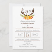 Rustic Antler Deer Floral Woodland Wedding Invitation (Front)
