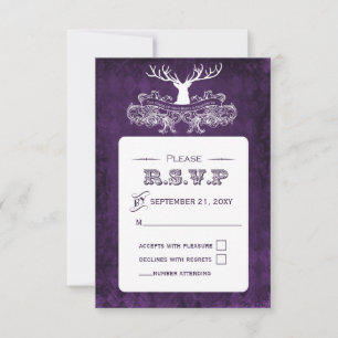 Rustic Antler, Deer Winter Woodland rsvp 3.5 x 5 Card