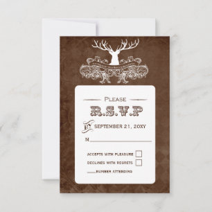 Rustic Antler, Deer Winter Woodland rsvp 3.5 x 5 Card