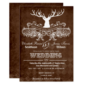 Rustic Antler Deer Winter Woodland wedding Card