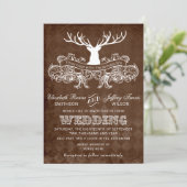 Rustic Antler Deer Winter Woodland wedding Invitation (Standing Front)