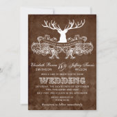 Rustic Antler Deer Winter Woodland wedding Invitation (Front)