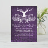 Rustic Antler, Deer Winter Woodland wedding invite (Standing Front)