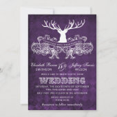 Rustic Antler, Deer Winter Woodland wedding invite (Front)