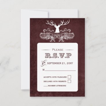 Rustic Antler Deer Winter Woodland Wedding RSVP Card