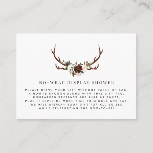 Rustic Antler  Display Shower Invitation Insert