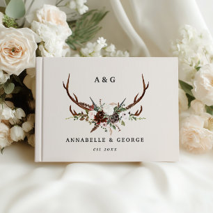Rustic Antler Floral Wedding Boho Woodland Guest Book