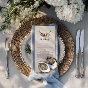 Rustic Antler Floral Wedding Boho Woodland Menu