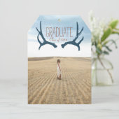 Rustic Antler Graduation Party 5x7 Invitation Tag (Standing Front)