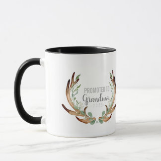 Rustic Antler & Greenery Promoted to Grandma Mug