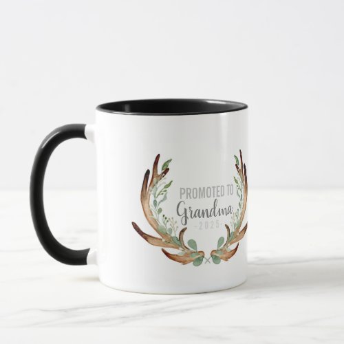 Rustic Antler  Greenery Promoted to Grandma Mug