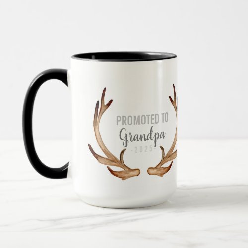 Rustic Antler  Greenery Promoted to Grandpa Mug