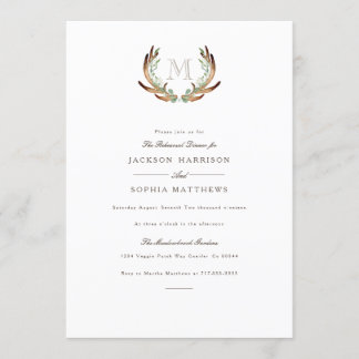Rustic Antler & Initial Wedding Invite