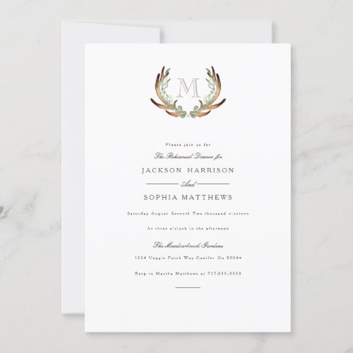 Rustic Antler  Initial Wedding Invite