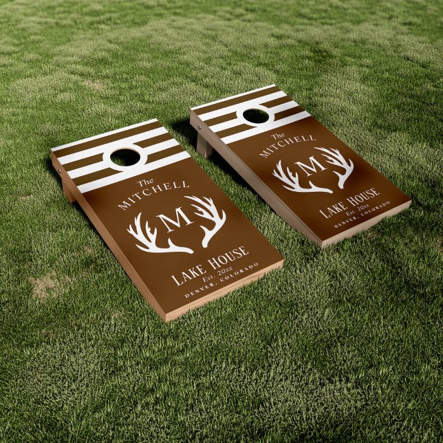 Rustic Antler Lake Cabin Themed Cornhole Set (Creator Uploaded)