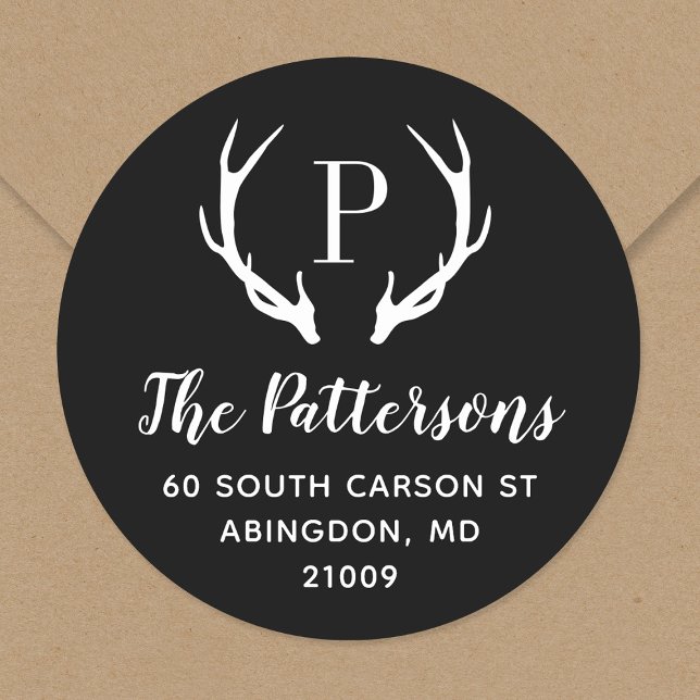 Rustic Antler Monogram Return Address Label (Creator Uploaded)