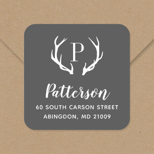 Rustic Antler Monogram Return Address Label