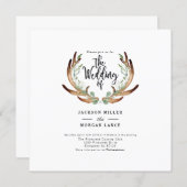 Rustic Antler & Vine | Watercolor Wedding Invite (Front/Back)