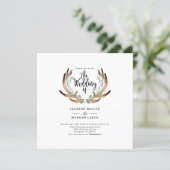 Rustic Antler & Vine | Watercolor Wedding Invite (Standing Front)