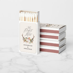 Rustic Antler Wedding Boho Floral Monogram Matchboxes