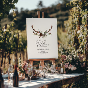Rustic Antler Wedding Woodland Floral Welcome Foam Board