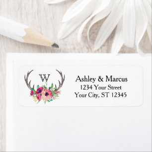 Rustic Antlers Boho Floral Allure Label
