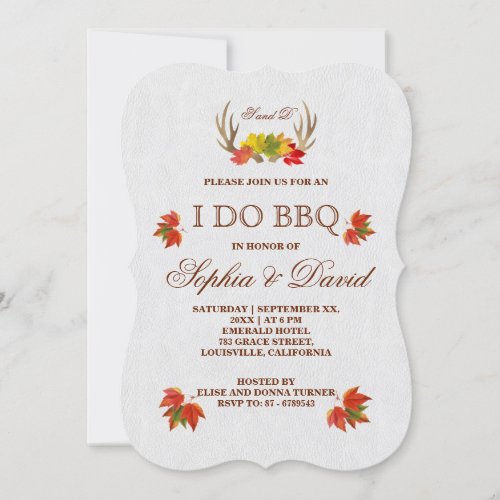 Rustic Antlers Fall Boho I DO BBQ Invitation